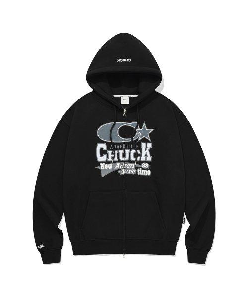 척(CHUCK)  아플리케 어드벤처 후드집업 (블랙) - 사이즈 & 후기 | 무신사