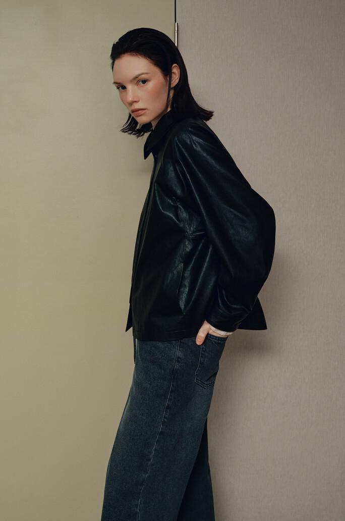 [SJSJ] 레더 텍스터 칼라 자켓