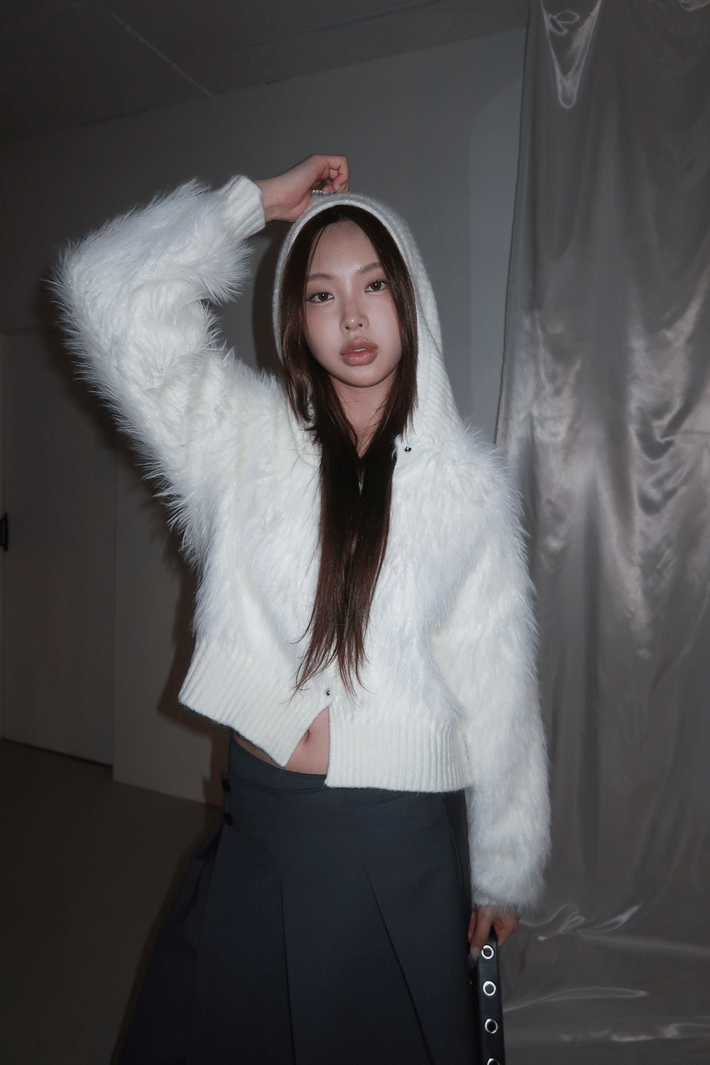 위위미유 (재진행) SLOPPY FUR HOOD CARDIGAN / 슬로피 퍼 후드 가디건