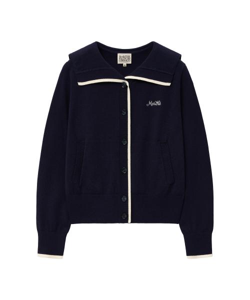 MOUVEMENT W SAILOR COLLAR KNIT CARDIGAN navy