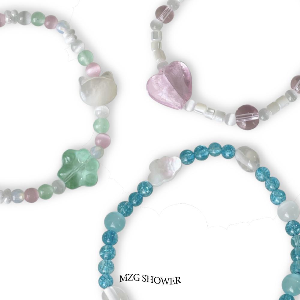 귀여운 자개 원석 팔찌 고양이 구름 하트