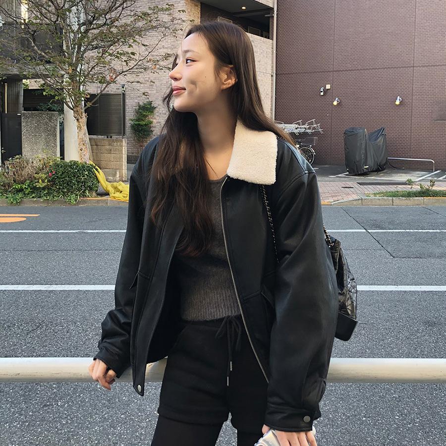 WONT 램브 레더 무스탕