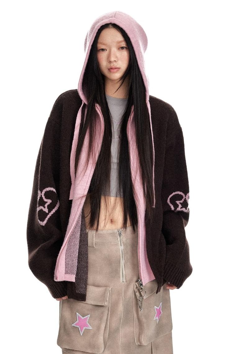 JIKOO Bright Lover Jacquard Knit Cardigan Jacket