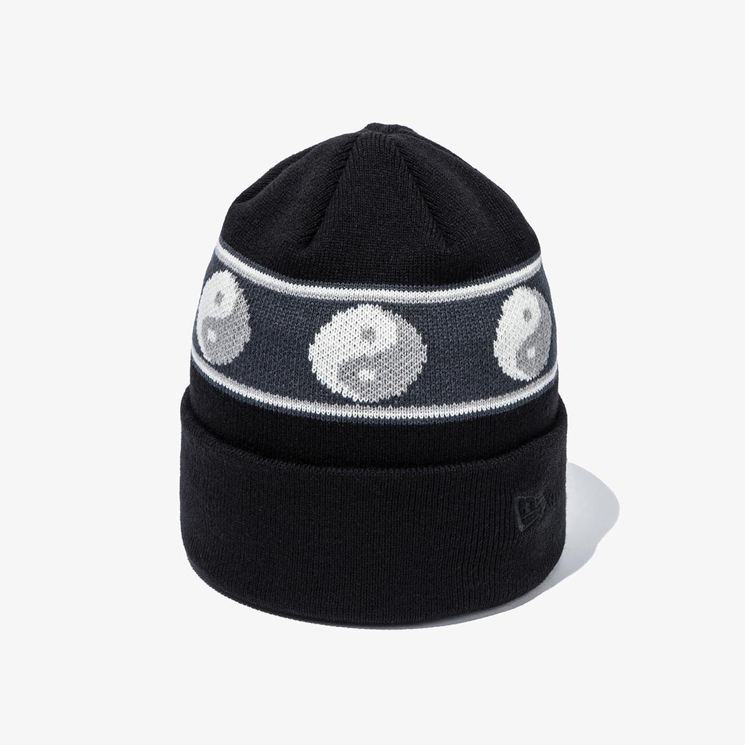 모티프 베이직 커프 니트 비니 블랙