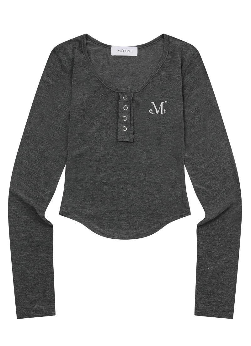 HARING SIGNATURE LOGO SNAP BUTTON U NECK T (5COLOR)  하링 시그니처 로고 스냅 버튼 유넥 굴림티 (5컬러)