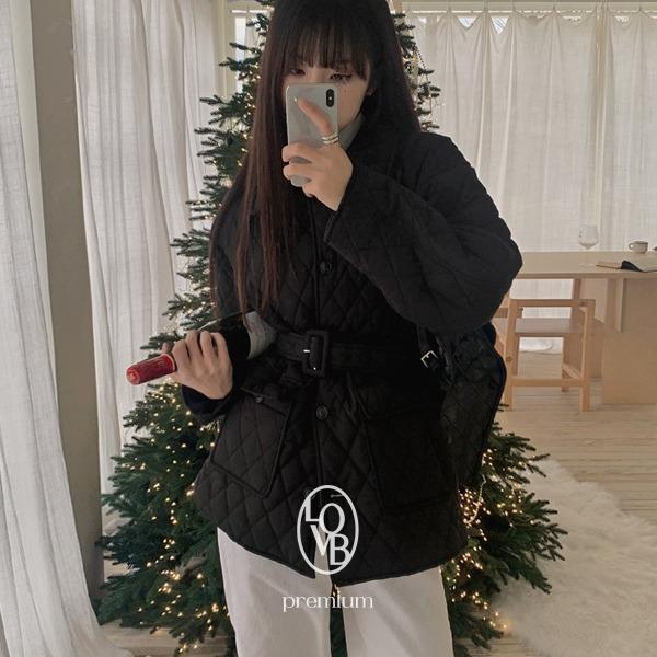 핫핑 [충전재빵빵☁️/보온성UP][MADE][LOVB] 비오떼 허리벨트 카라 퀼팅 누빔 패딩(44~110) (신상-빅사이즈패딩-겨울패딩-누빔패딩-체형커버-벨트패딩-퀄팅패딩-데일리패딩-데일리룩)