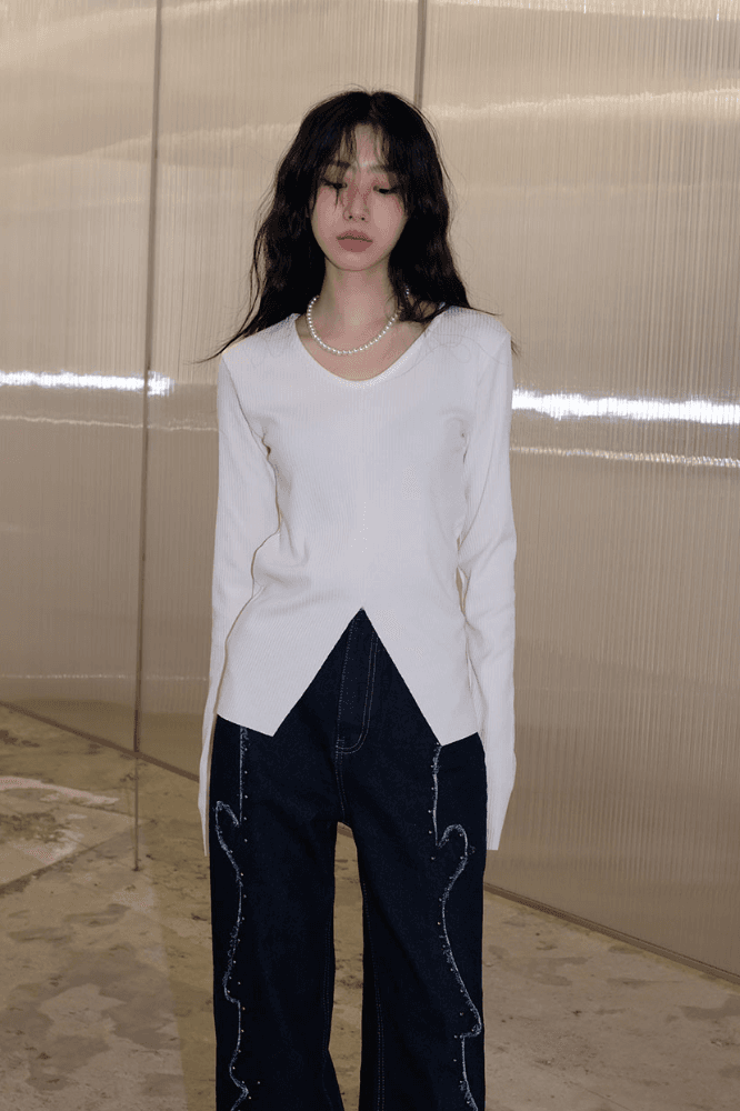 bebe slit t-shirt (3color) *BEST SELLER*