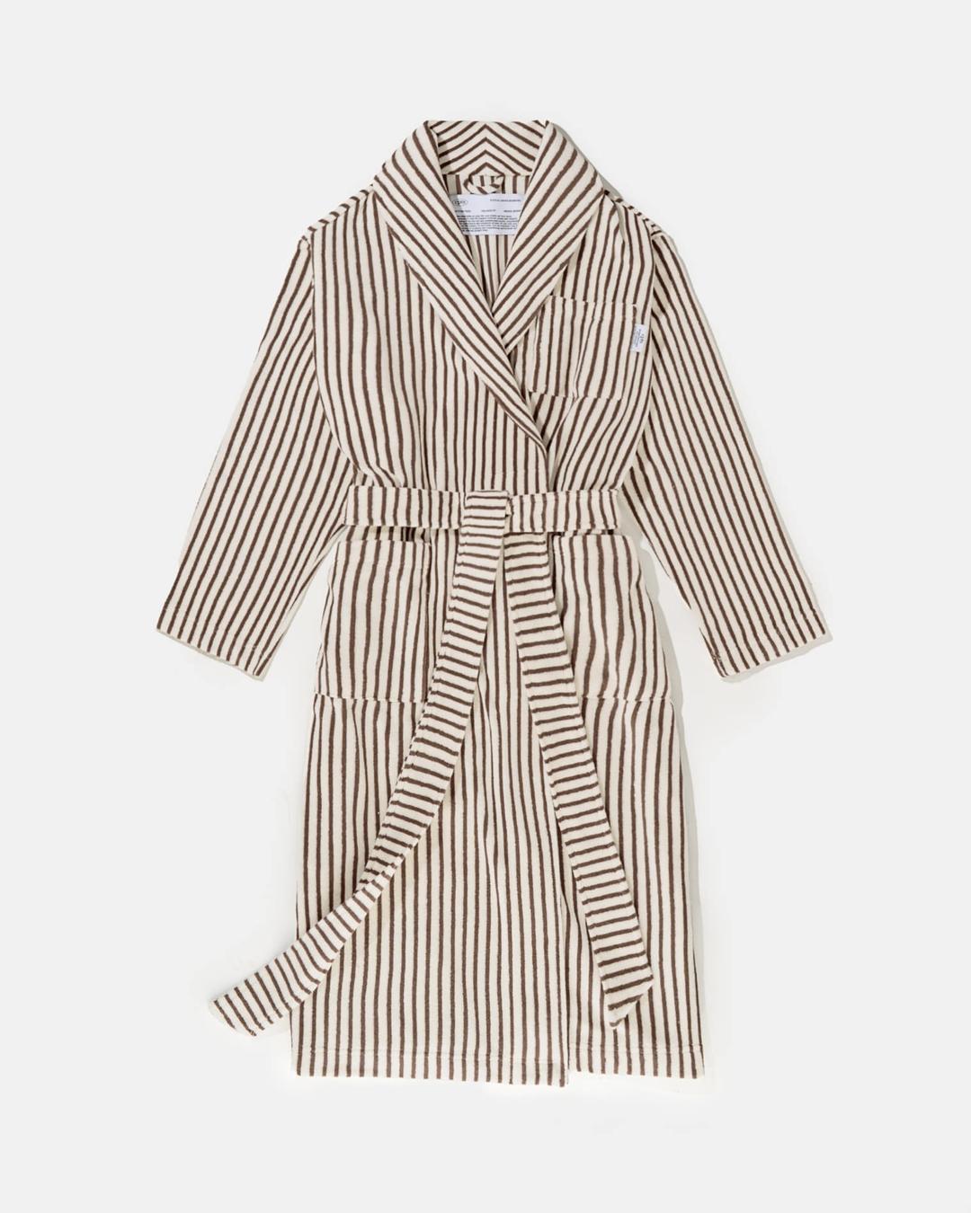 COMFY TERRY STRIPE ROBE_BROWN
