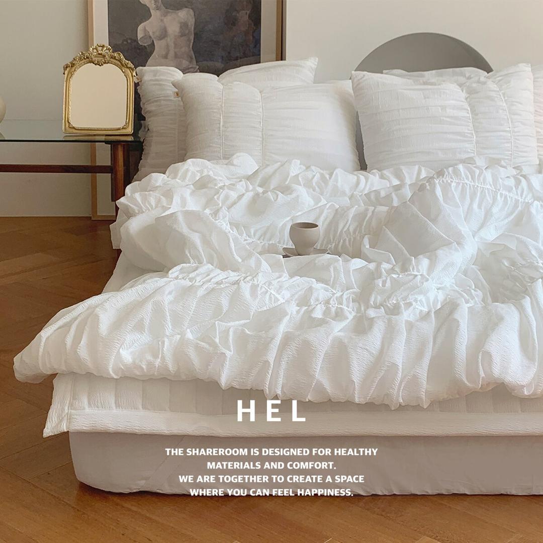 [29CM단독]로로 플리츠 스노우 시어서커 여름 차렵침구 - 화이트 (S/Q/K)