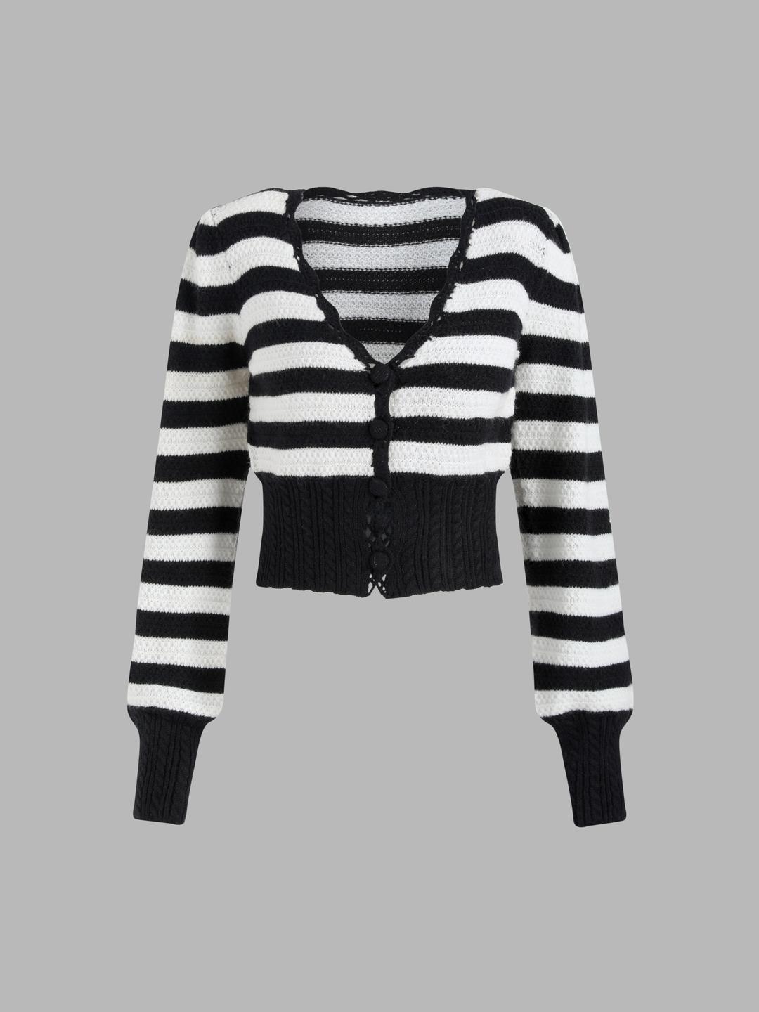 Stripe Waisted Knit Top