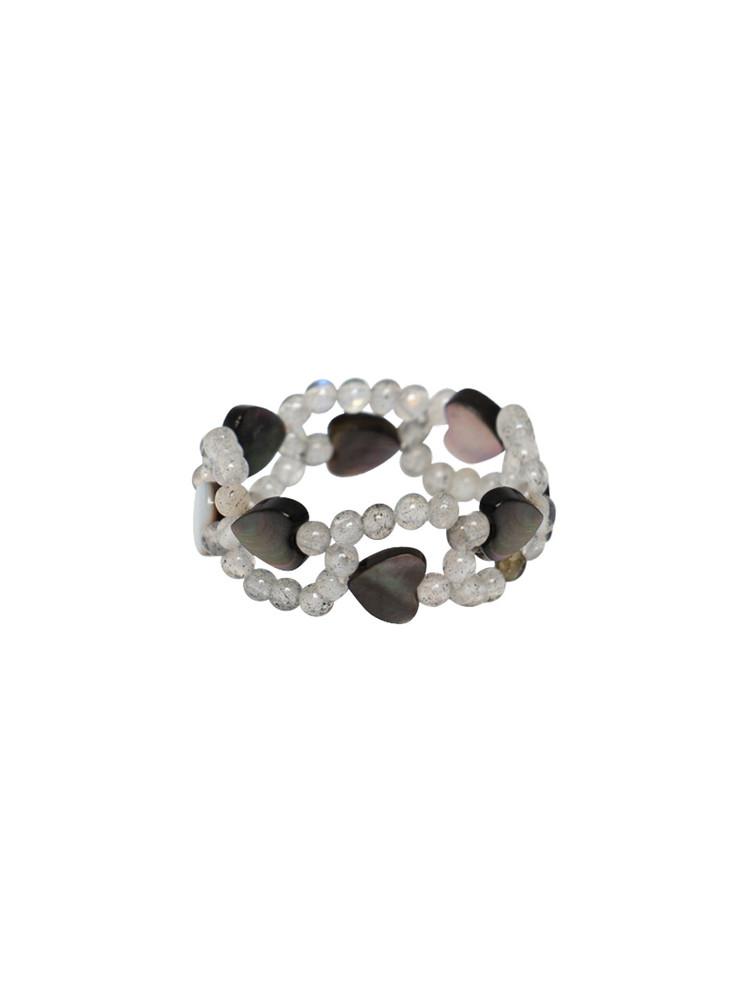 Wave Heart Beads Ring (Black) : 스윙셋(Swingset)