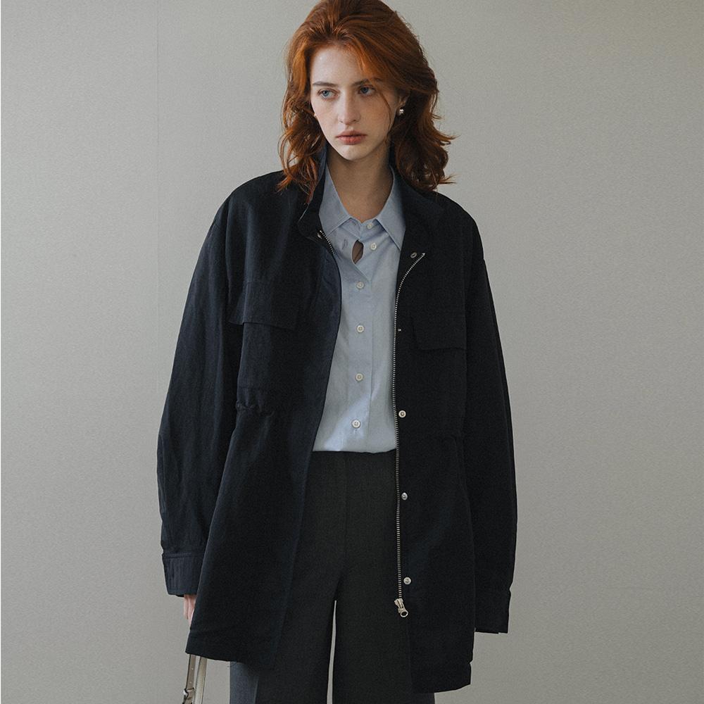 SIOT4142 오버 핏 와샤 필드 자켓_Black