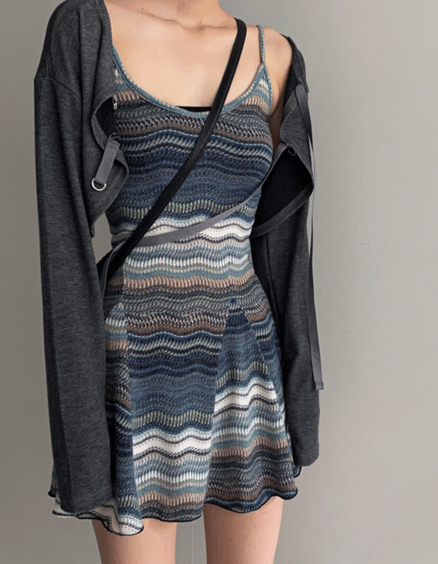 레트로 믹스 쪽 플레어 미니원피스 .A9580 (2color)