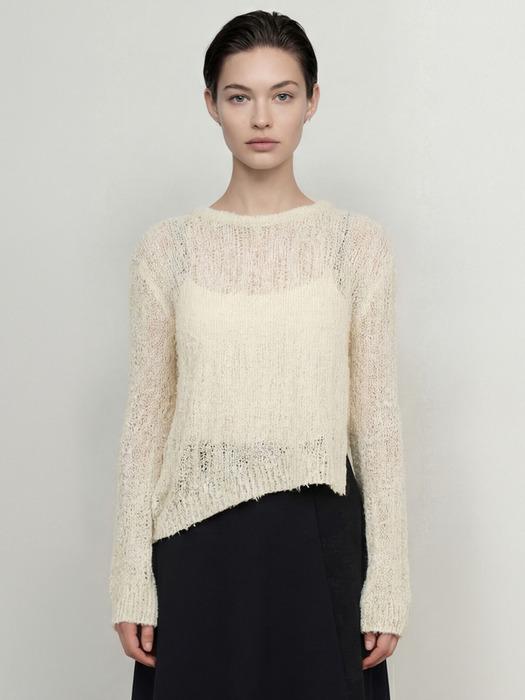 RELAXED SLIT KNIT CREAM