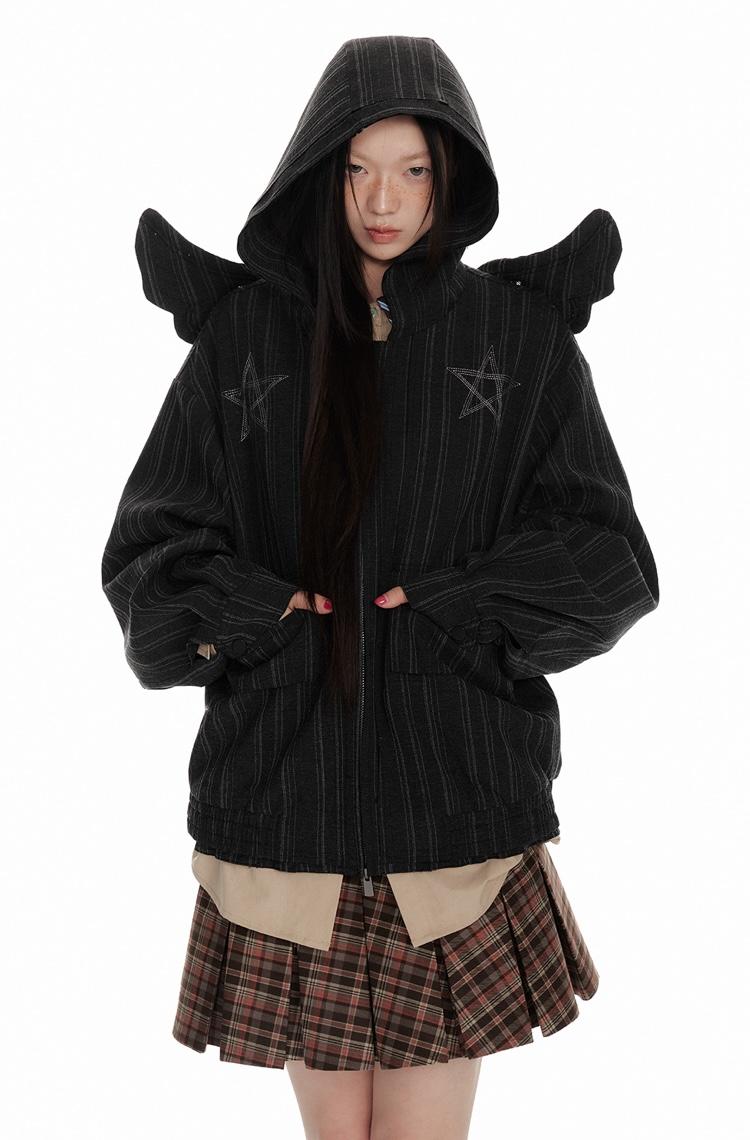JIKOO Invisible Wings Stripe Hoodie Jacket