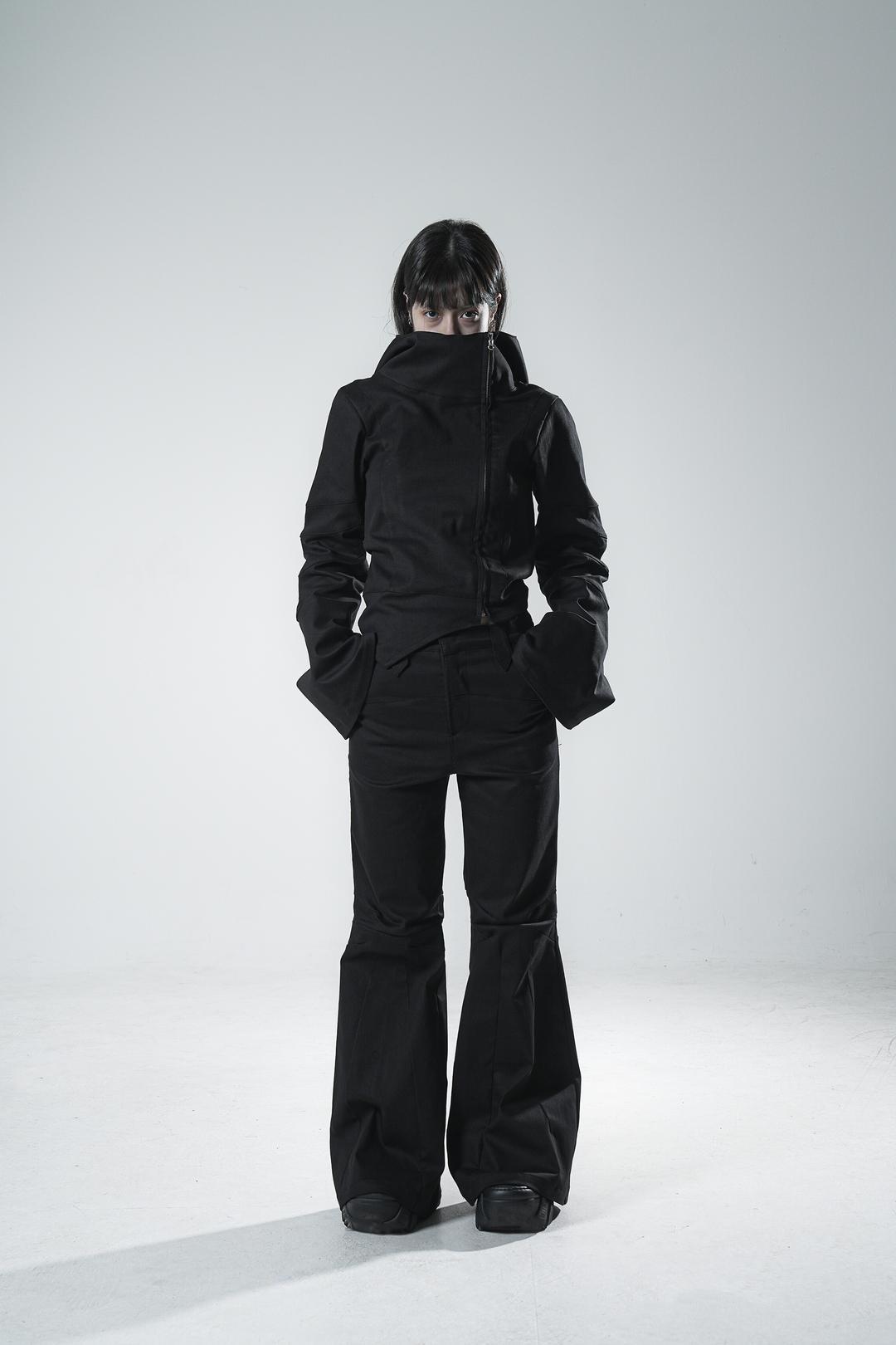Dart flared pants [Black] [ONE SIZE] [HAND-MADE]
