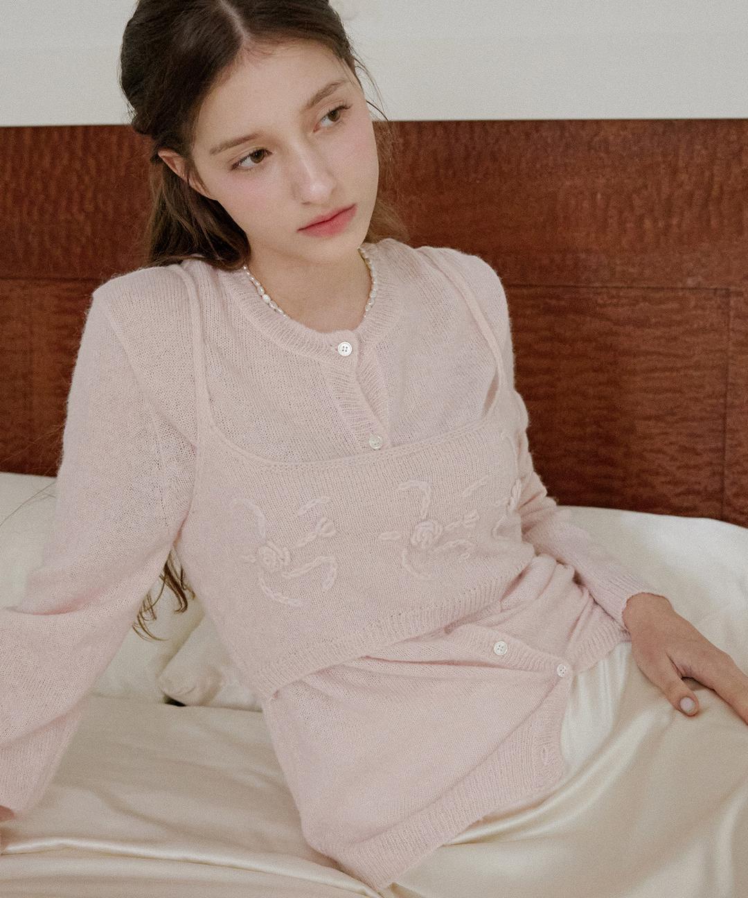 [ Coming soon 08.25 11:00am ] Koa Bustier Mohair Wool Cardigan ( Pink )