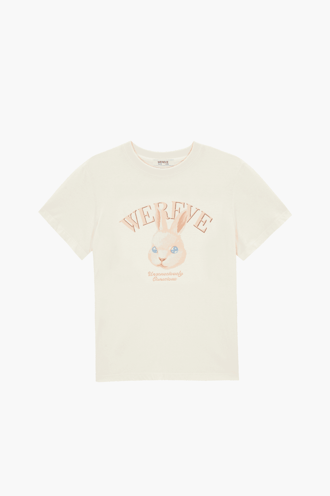 오가닉 코튼 래빗 프린팅 티셔츠 - 크림
