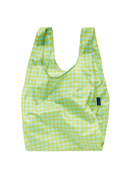 [바쿠백] 휴대용 장바구니 접이식 시장가방 Mint Pixel Gingham