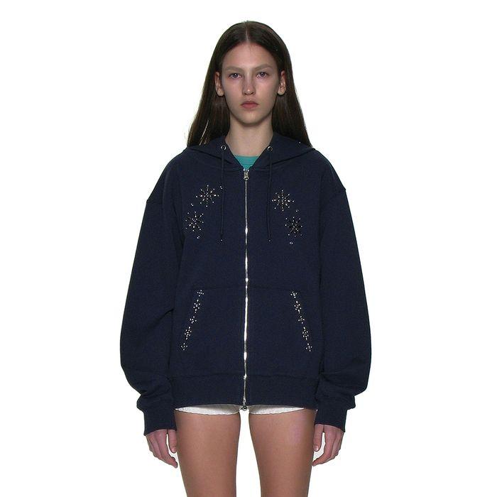 WESTERN GEMSTONE HOODIE ZIP-UP_NAVY
