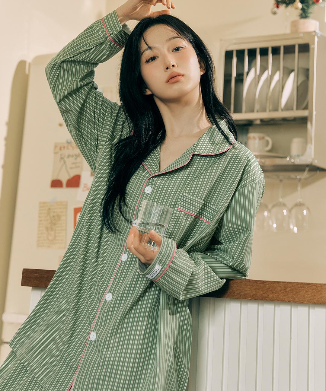 도씨 [해원'pick] 실크핏 웬즈데이 긴팔 커플 잠옷 세트