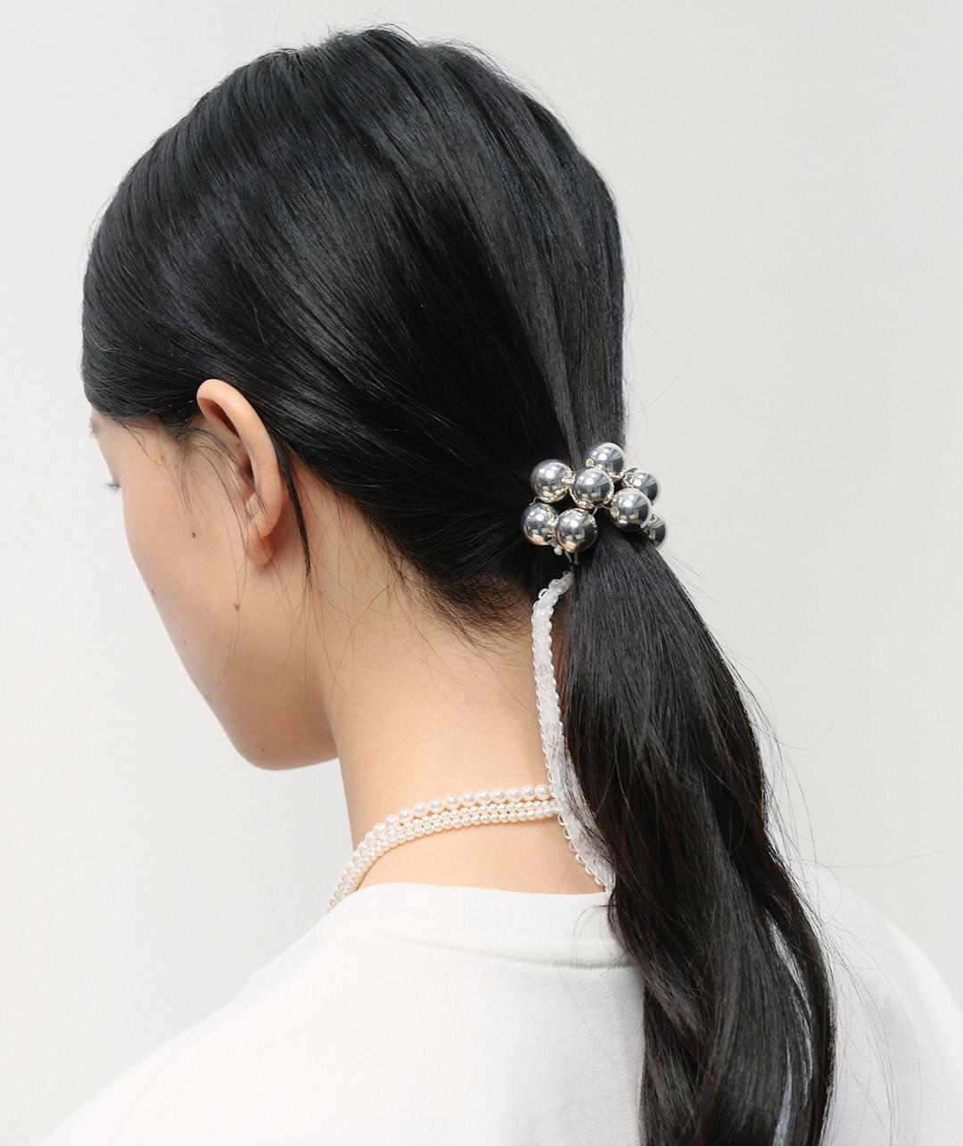 Beaded Strap Hairband [Silver]
