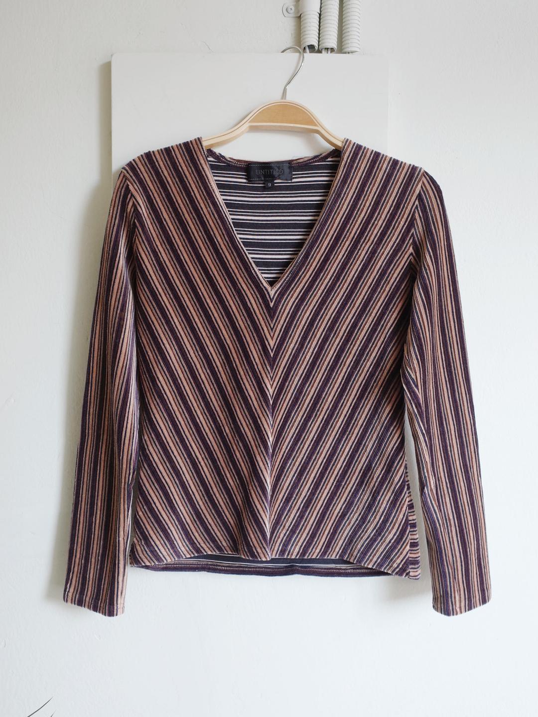 Velour Chevron V-Neck Top