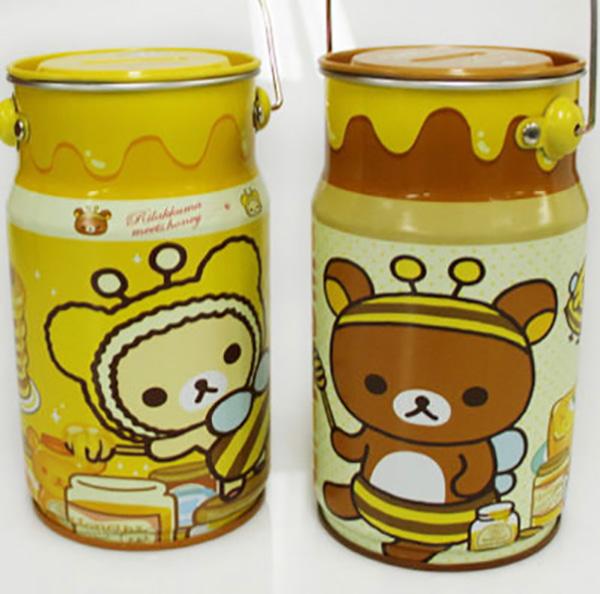 리락쿠마 손잡이 우유 저금통