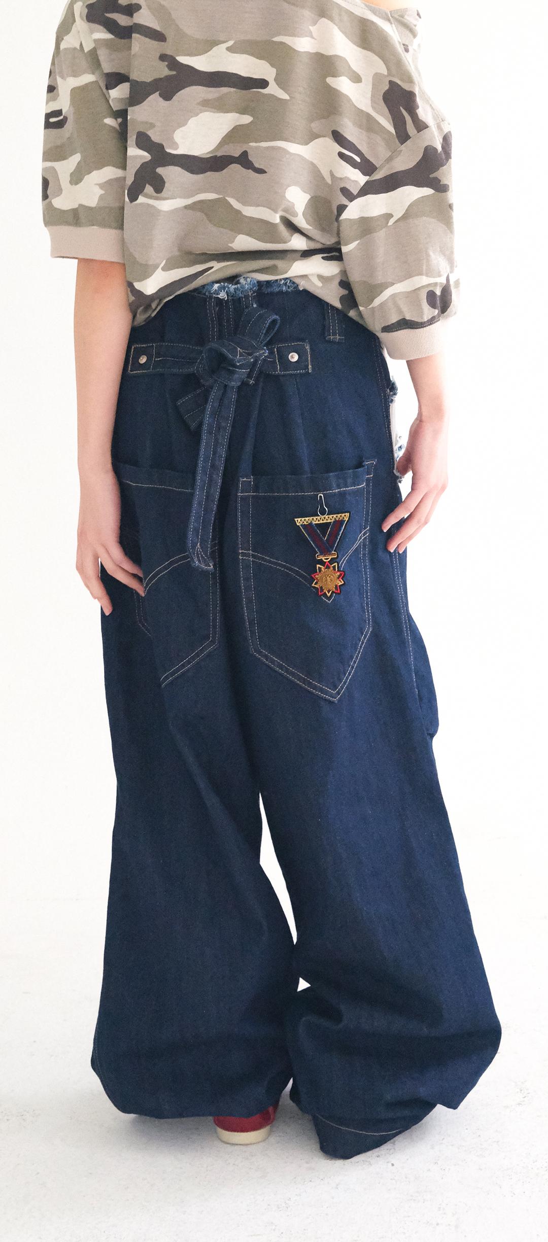 2차★[fa.er.ie] cut-off denim maxi pants (blue)