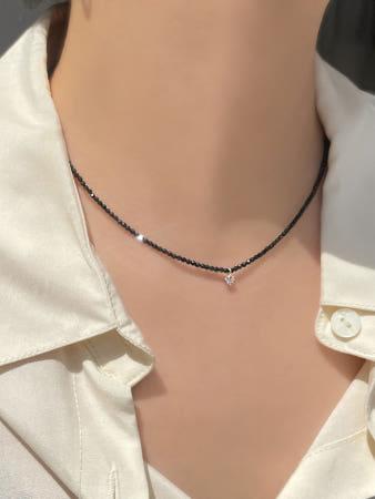 이런 상품 어때요? [무배/실버925] 블랙 스피넬 원석 큐빅 포인트 초커 목걸이