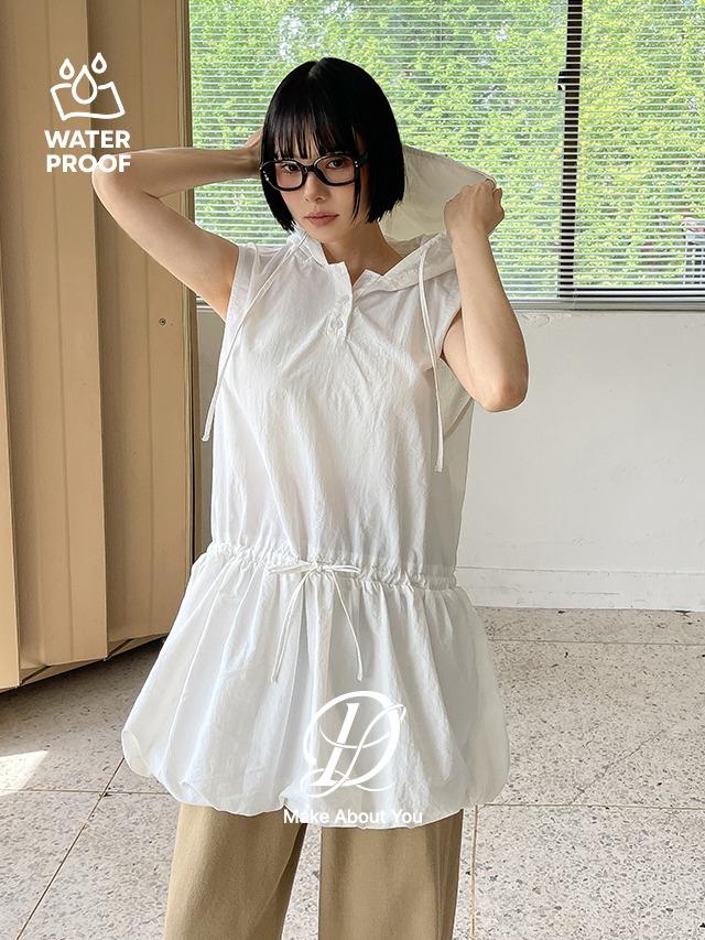 [MADE] 빅사이즈 44-110 시코 나일론 벌룬 레이어드 후드 나시 셔링 미니 원피스 바캉스룩 장마룩 워터밤 흠뻑쇼