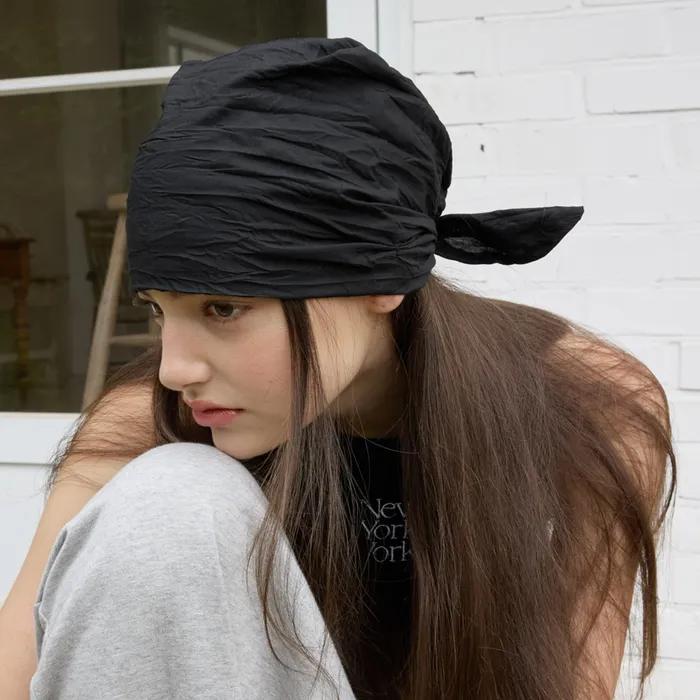 KNOTTED HAIR BANDANA_BLACK