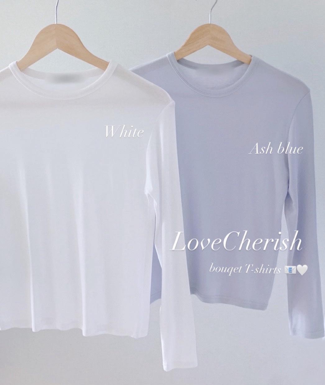 러체 [2col] Bouqet T-shirts 화이트 애쉬블루 소프트 긴팔 티셔츠
