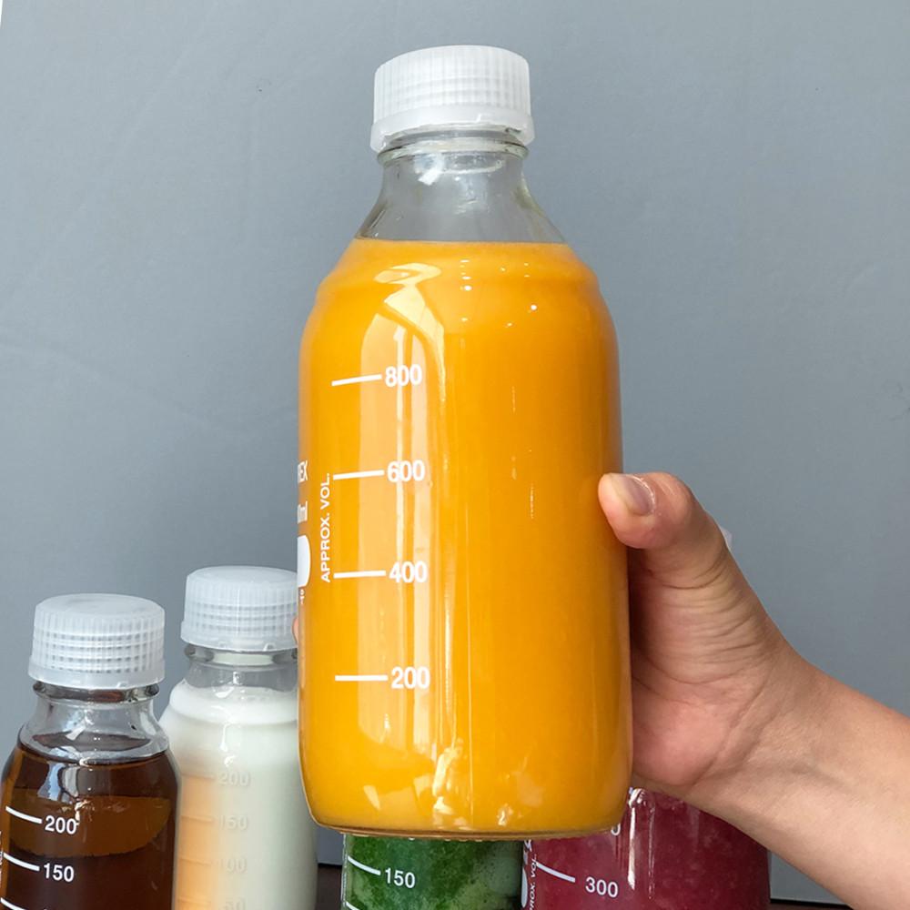 메저링 눈금 계량 대용량 1리터 물병 우유병 유리병 주스병 생활방수 반투명 뚜껑 1L