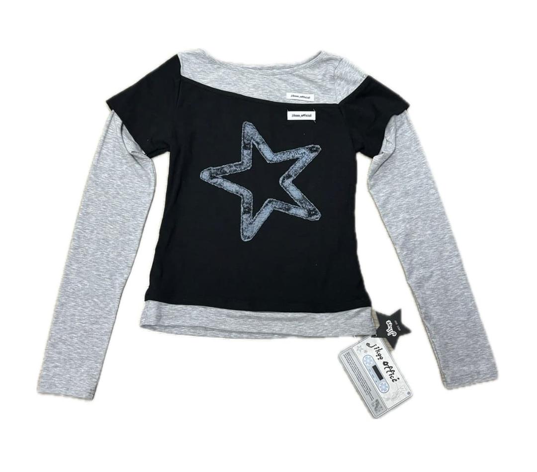 지쿠 오프숄더 보트넥 긴팔티 | 후루츠패밀리