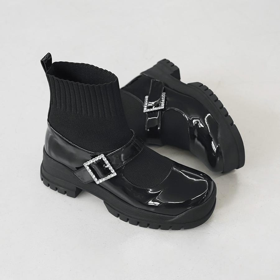 [박소현,정지소 착용] 인텐스 by 엘칸토 여성 크리스탈 니트 삭스 부츠 5.5cm LCWA11I34V