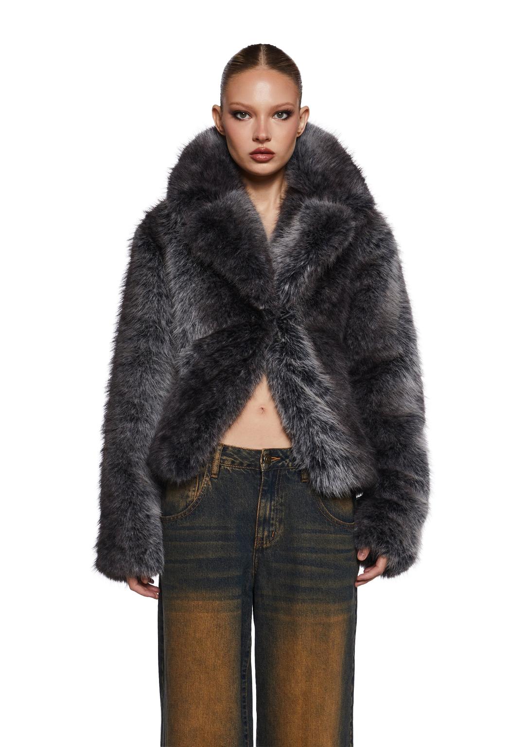 Melora Faux Fur Coat - BROWN / XX-Large