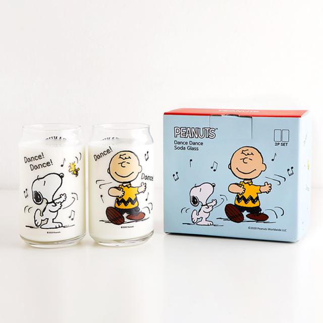 피너츠 댄스댄스 유리잔 330ml x 2종세트, 혼합색상, 1세트
