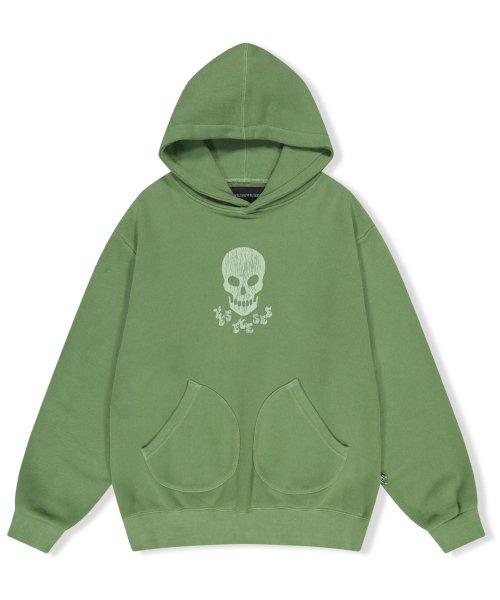 Y.E.S Skull Pigment Hoodie Green