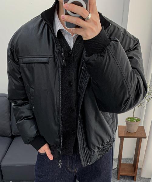 레더 터틀넥 봄버 푸퍼 패딩 [BLACK]_SEJP017BLACK