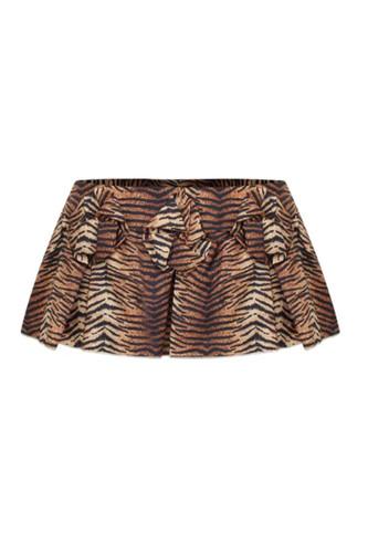 RoomSERVICE888 / Handcrafted Smocking Tiger Print Mini Pant-Skirt