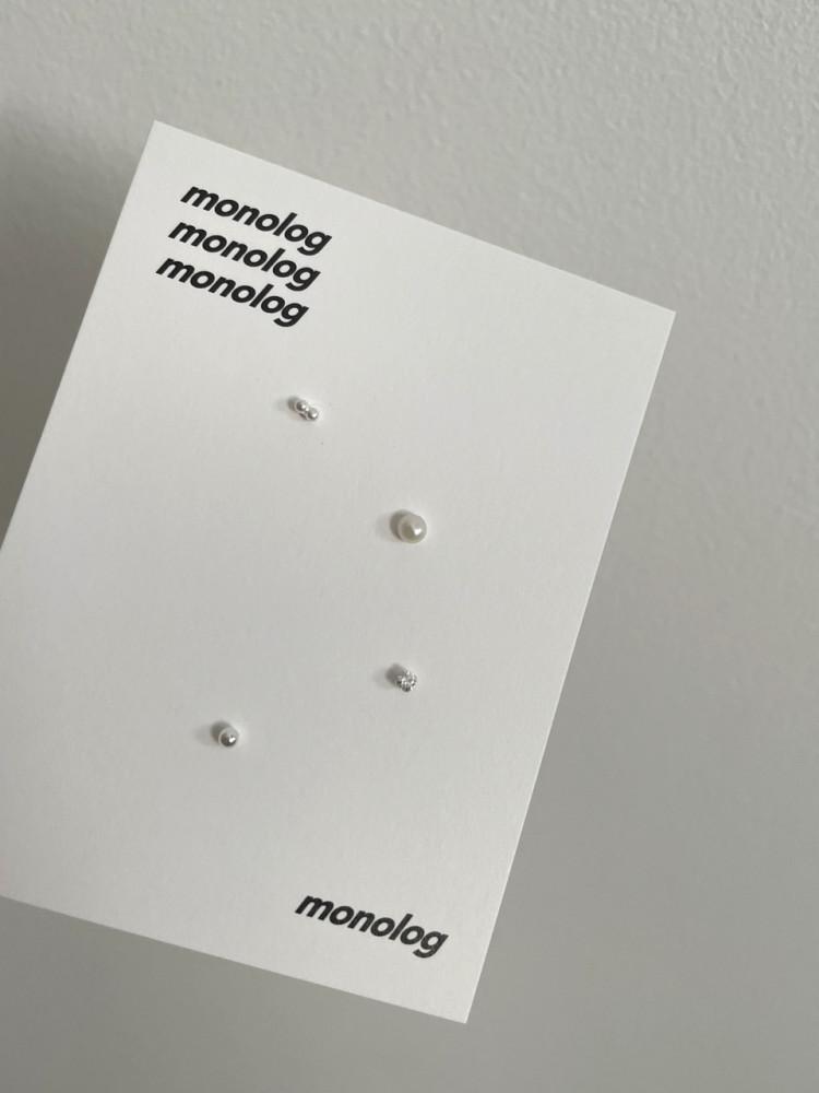 [모노로그] 데일리 큐빅 실버볼 담수진주  피어싱 세트 P092