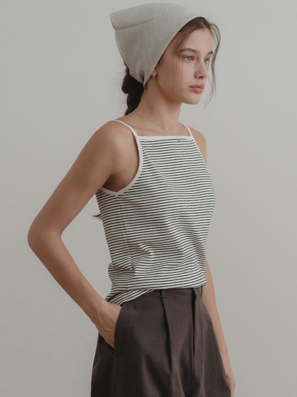 Grin stripe sleeveless (white)