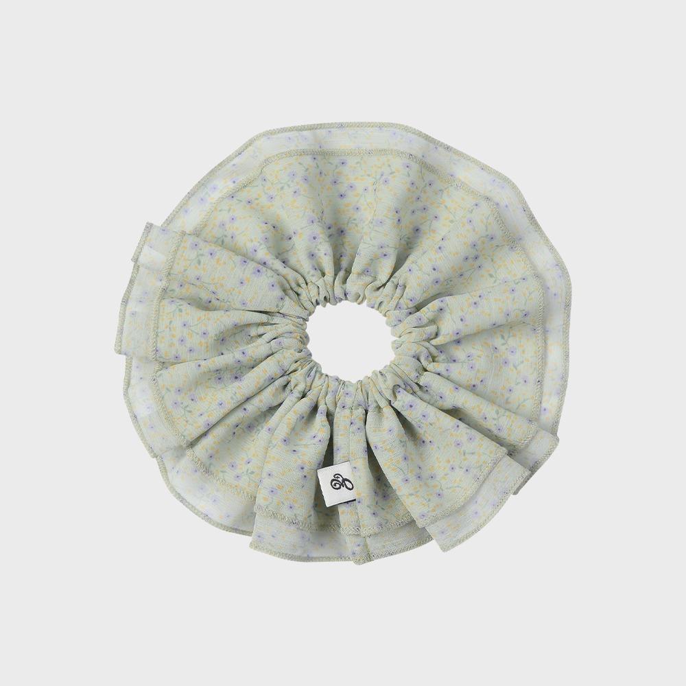 FLORAL CHIFFON FRILL SCRUNCHIE (MINT)