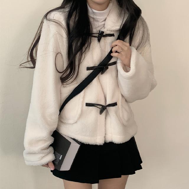 [폭닥,도톰/러블리] 보슬보슬, 밍크 양털 카라 떡볶이 숏 코트 자켓 4color