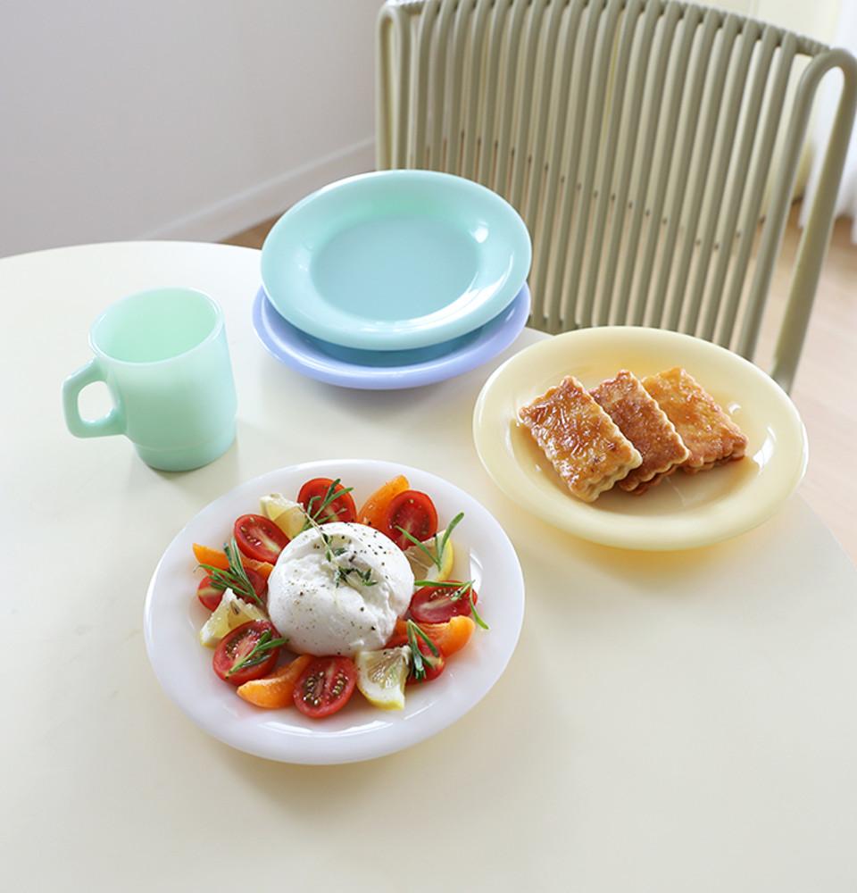 빈티지 밀크 멜라민 컬러 원형 접시 플레이트 S