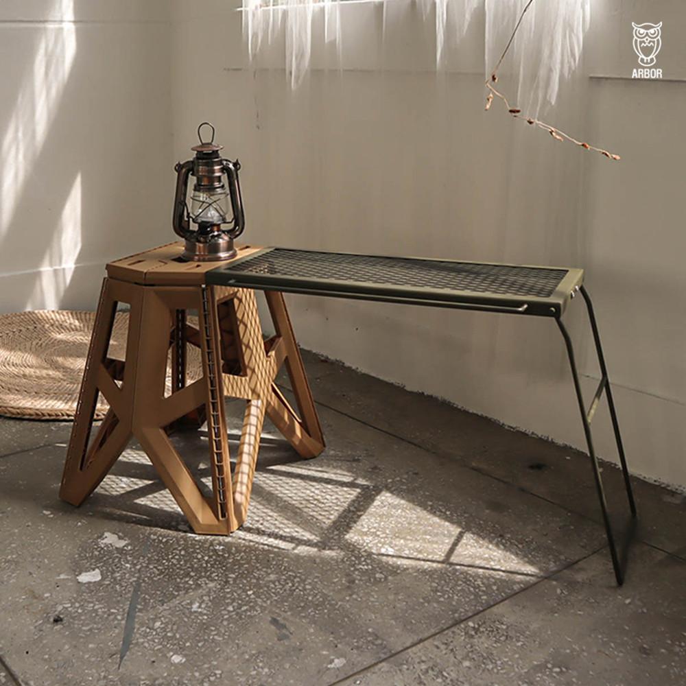 아버 캠핑 워터저그 스탠드 콤비 그릴 사이드 테이블 카키