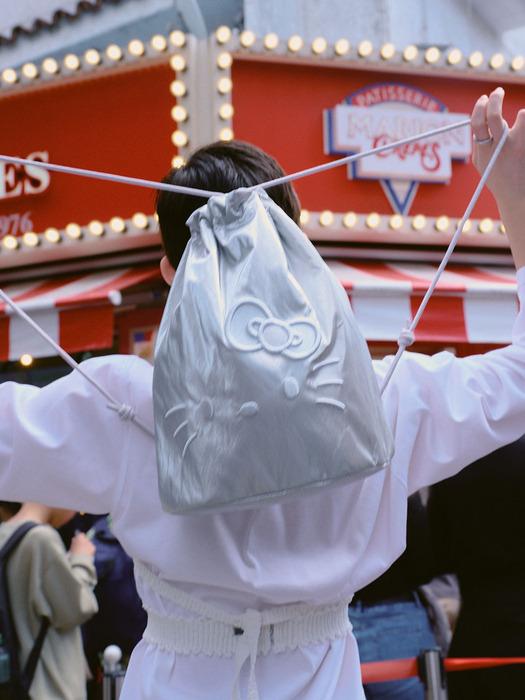 Sleek String Backpack Hello Kitty Silver