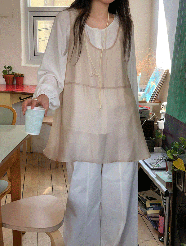 스프링콤마 [하객룩/당일] 뜨루아 시스루레이어드미니원피스 (아이보리-단독주문만 당일 출고 가능!)