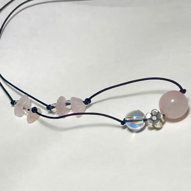 pink gemstone point necklace 분홍 원석 포인트 목걸이